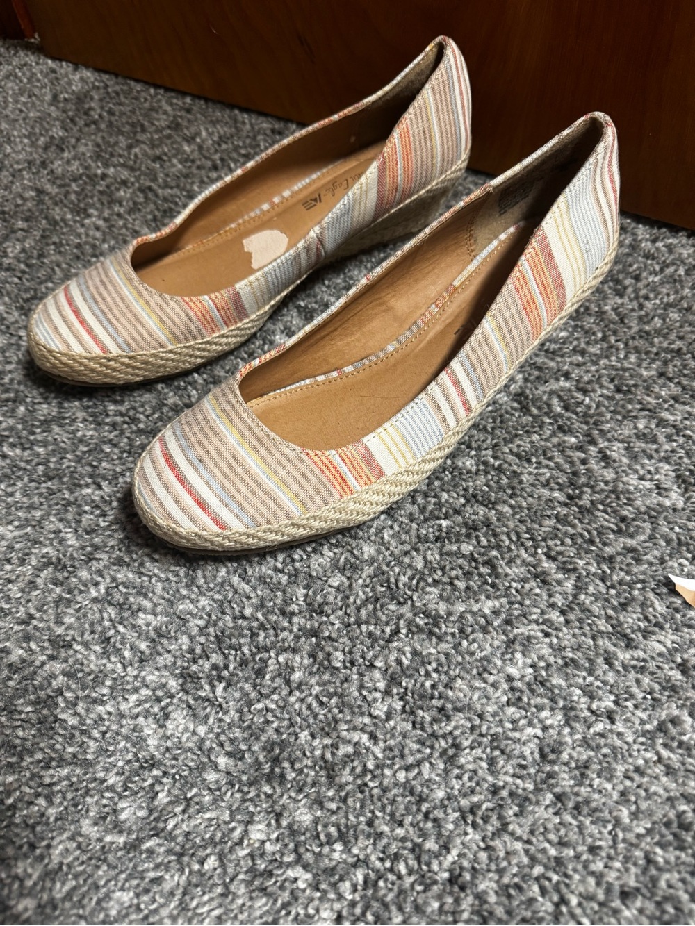 Striped Espadrille Wedge Flats in Multicolor